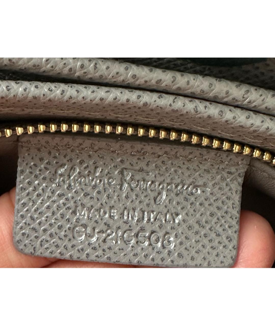 FERRAGAMO Серая кожаная сумка тоут, фото 7