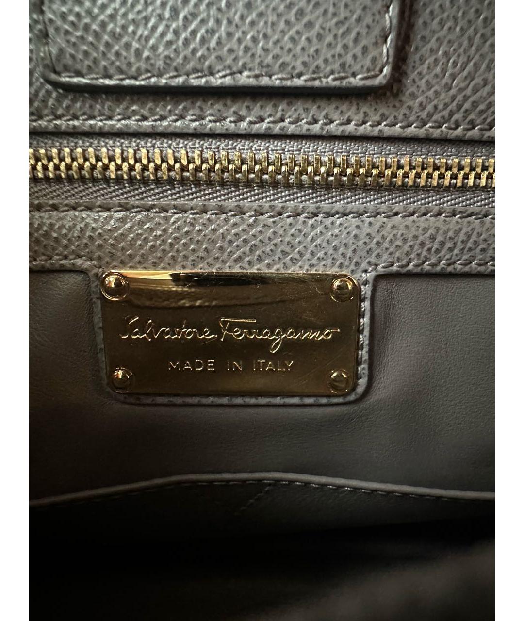 FERRAGAMO Серая кожаная сумка тоут, фото 8