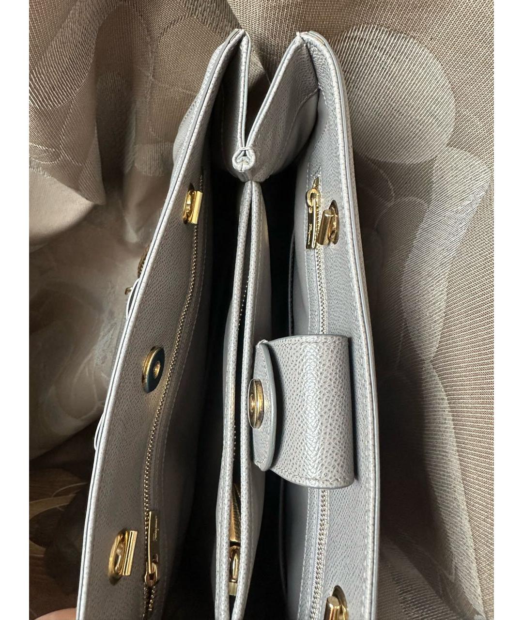FERRAGAMO Серая кожаная сумка тоут, фото 5