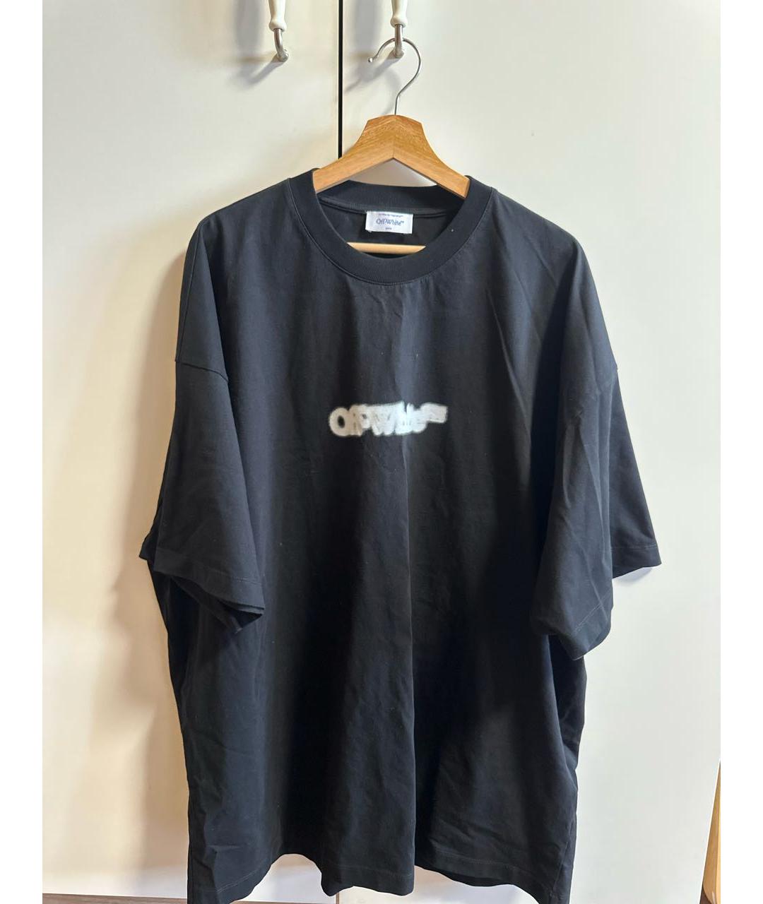 OFF-WHITE Черная хлопко-эластановая футболка, фото 6