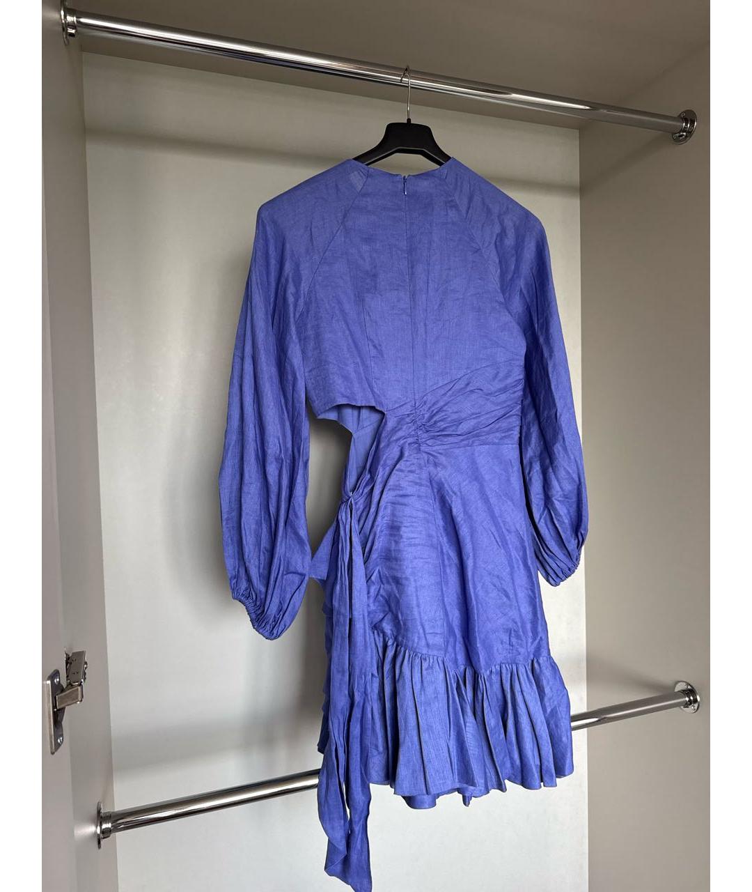 ZIMMERMANN Фиолетовое льняное коктейльное платье, фото 3