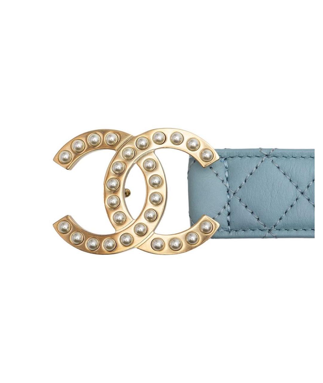 CHANEL Голубой кожаный ремень, фото 2