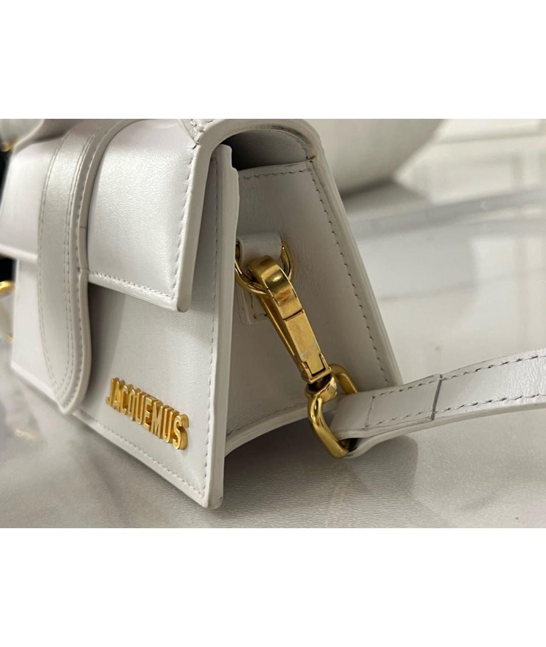 JACQUEMUS Белая кожаная сумка через плечо, фото 4