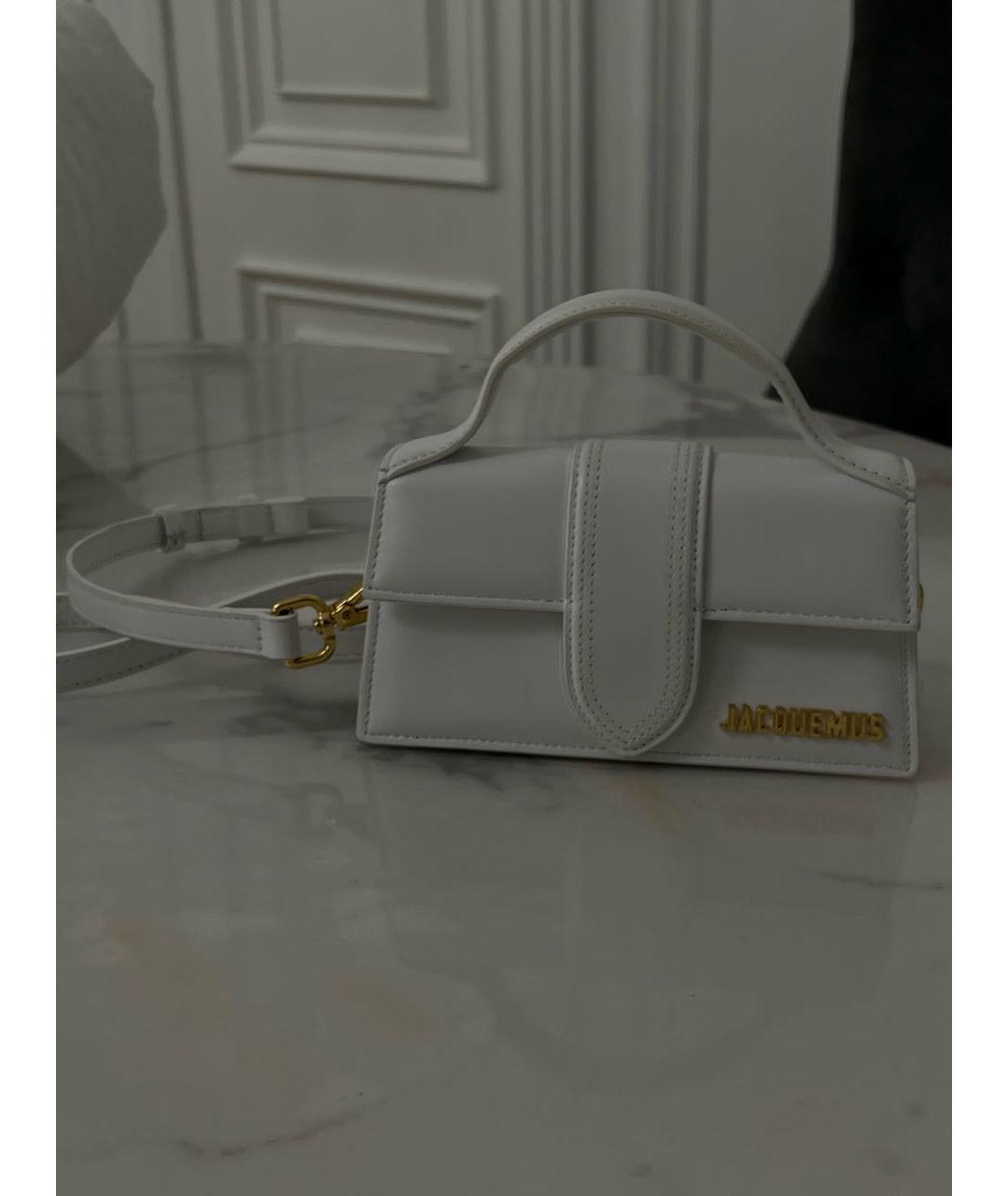 JACQUEMUS Белая кожаная сумка через плечо, фото 2