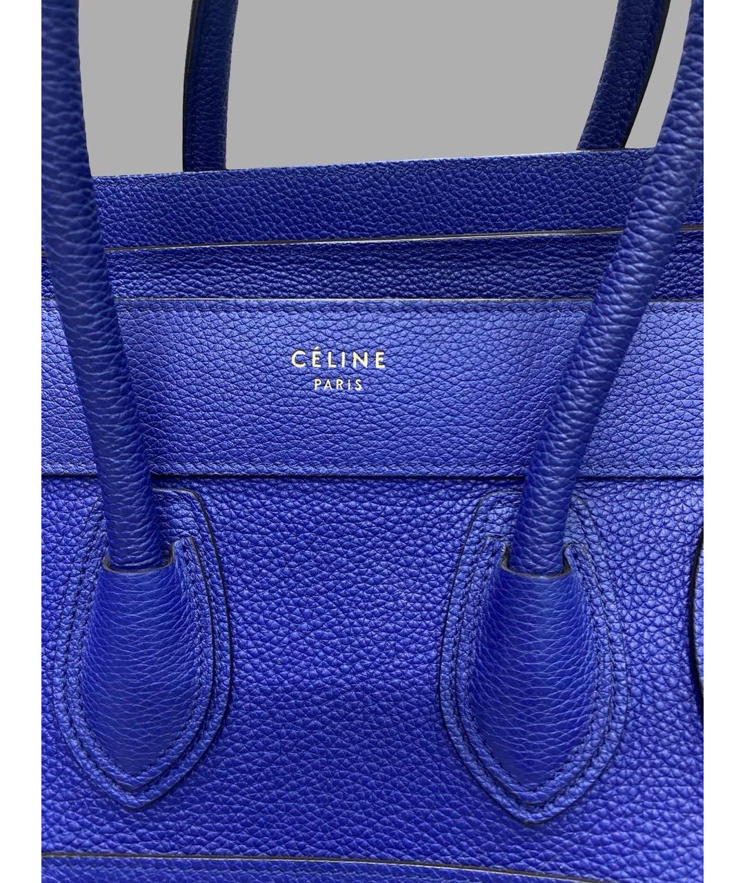 CELINE Синяя кожаная сумка тоут, фото 3