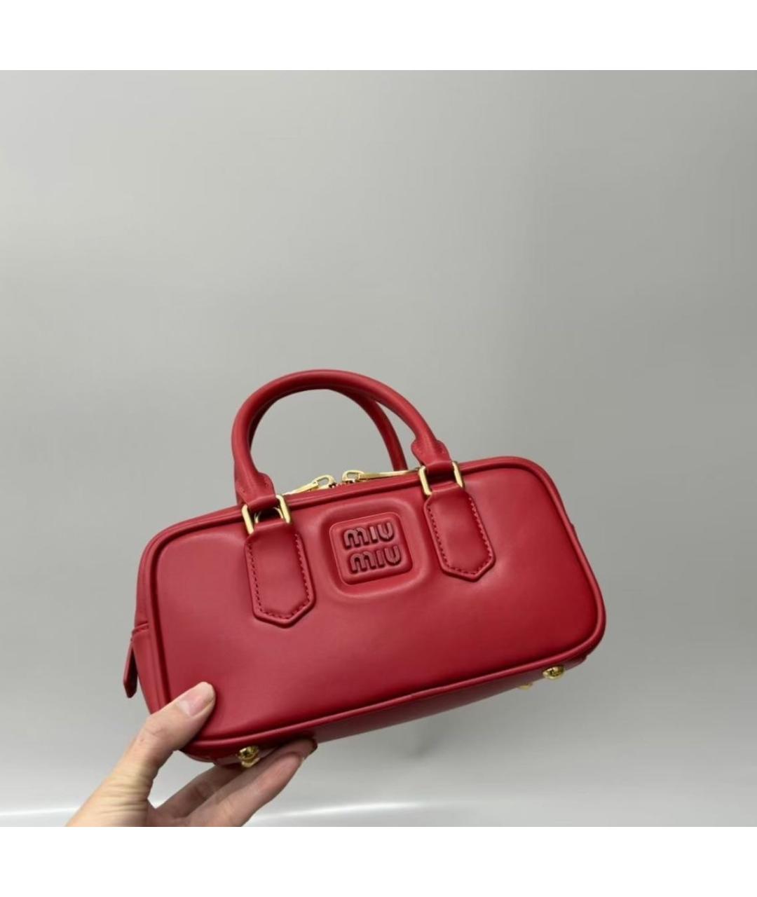 MIU MIU Красная кожаная сумка тоут, фото 3