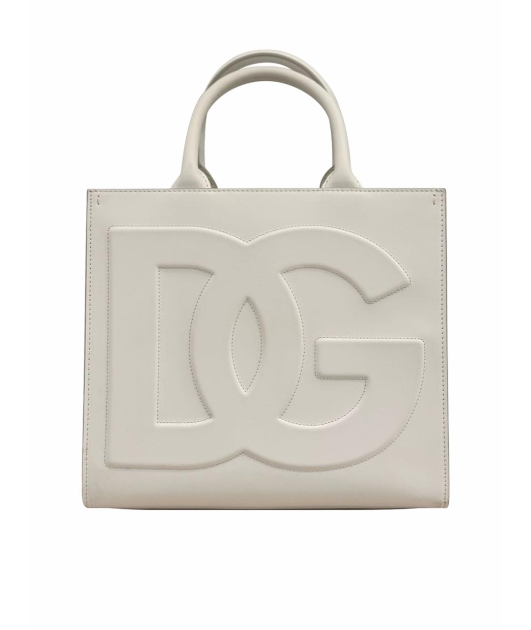 DOLCE&GABBANA Белая кожаная сумка тоут, фото 1