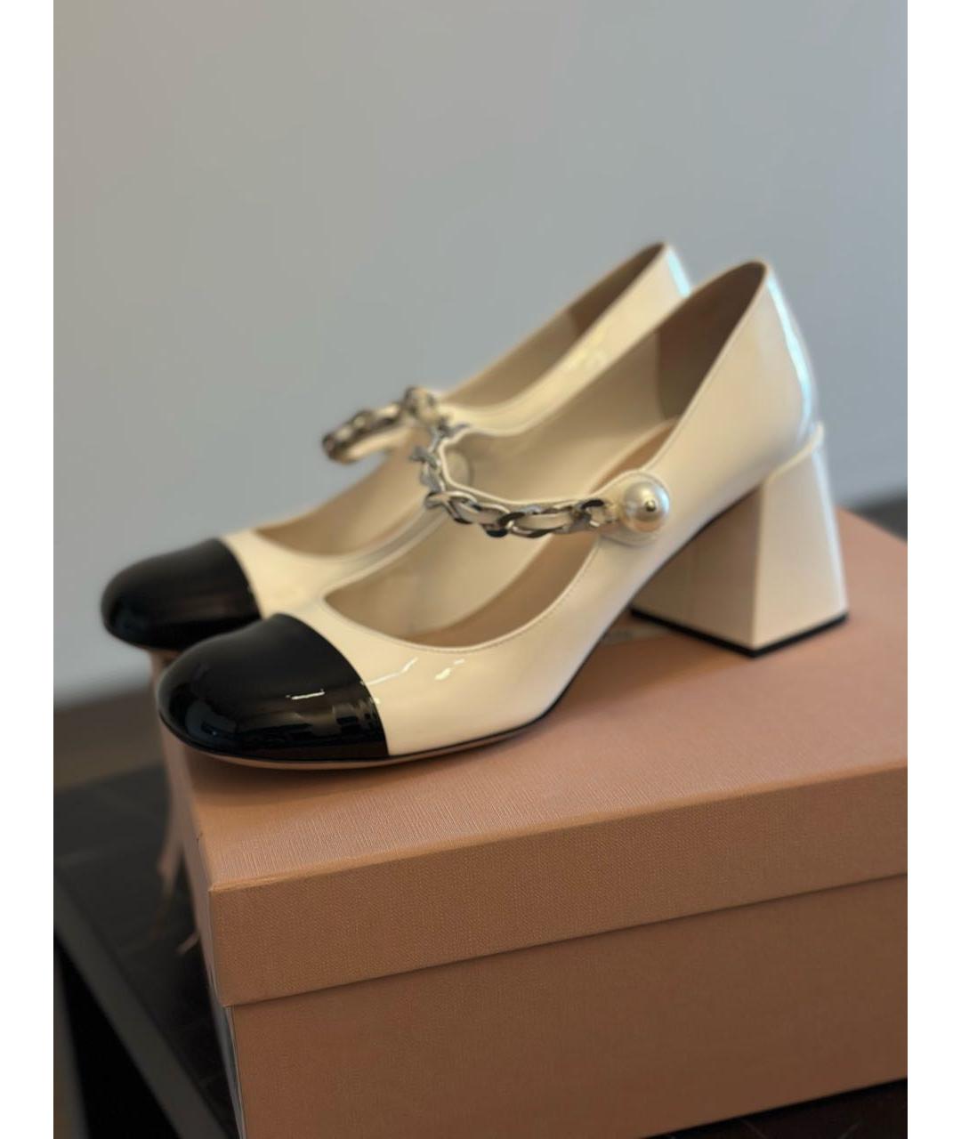 MIU MIU Белые туфли из лакированной кожи, фото 8