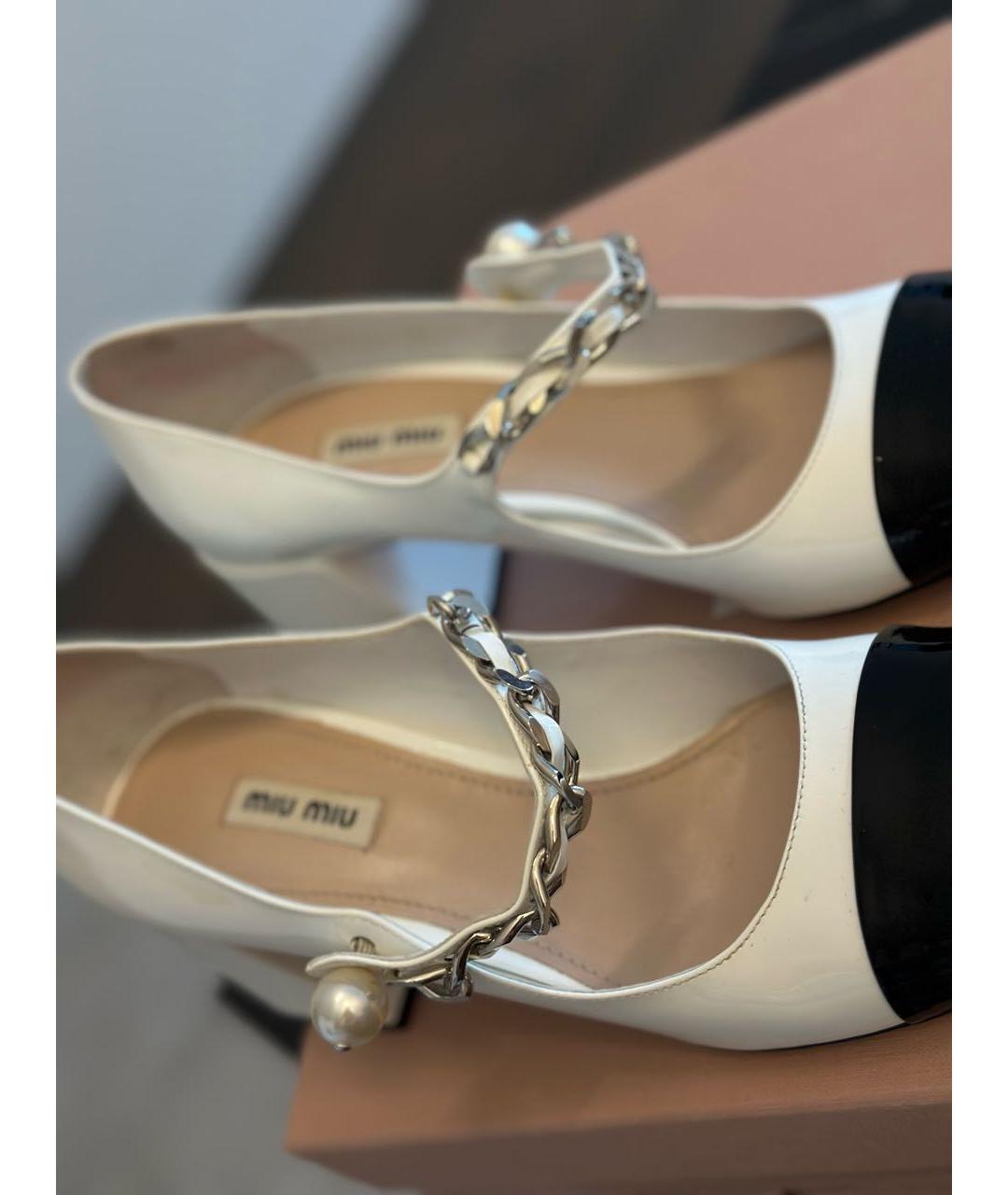MIU MIU Белые туфли из лакированной кожи, фото 6