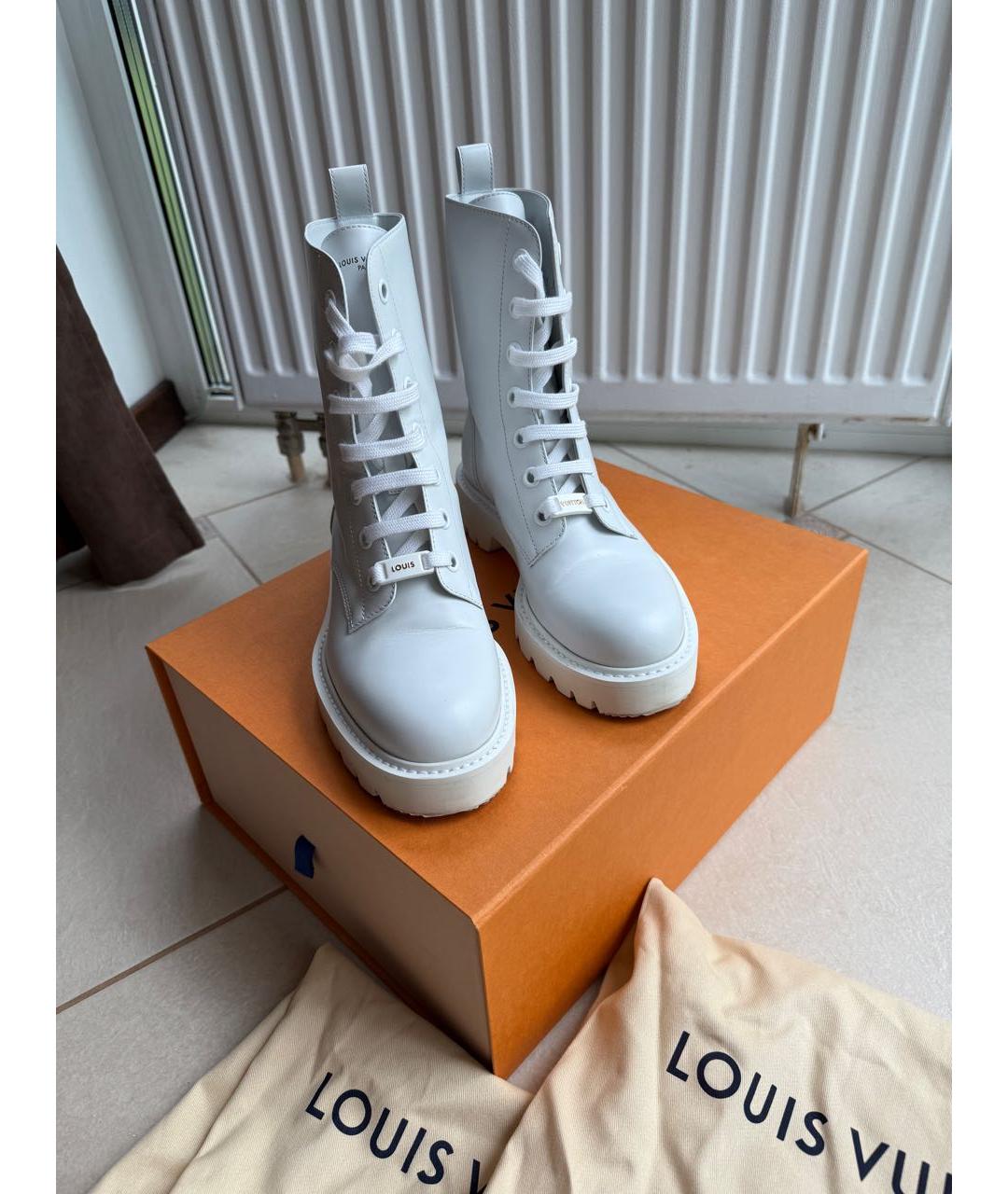 LOUIS VUITTON Белые кожаные сапоги, фото 2