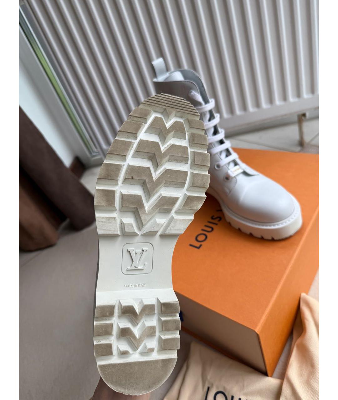 LOUIS VUITTON Белые кожаные сапоги, фото 6