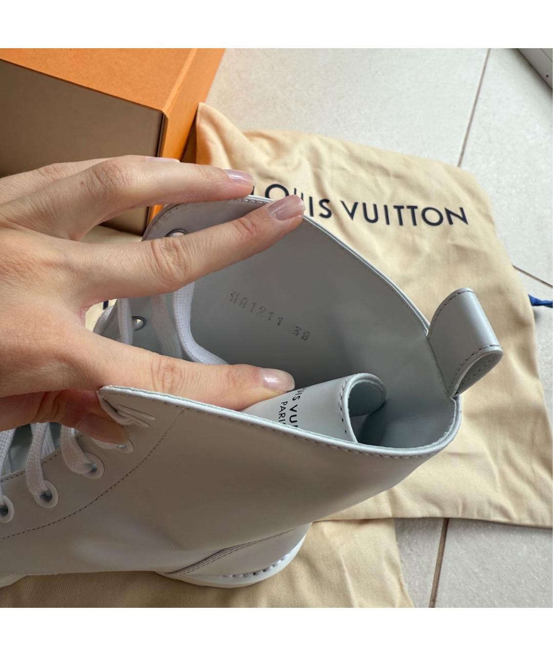 LOUIS VUITTON Белые кожаные сапоги, фото 5