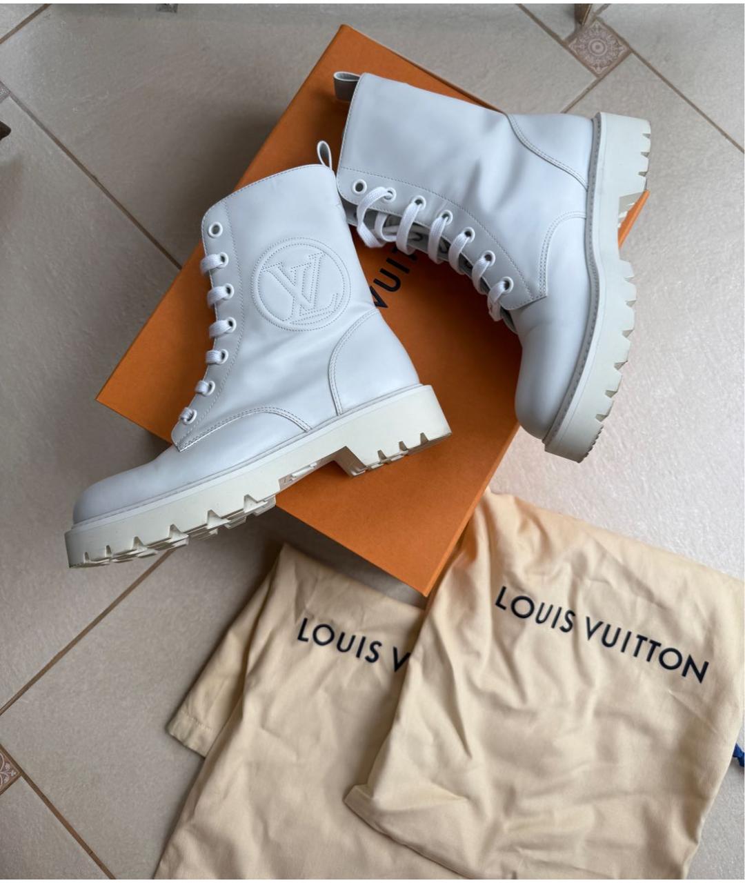 LOUIS VUITTON Белые кожаные сапоги, фото 8