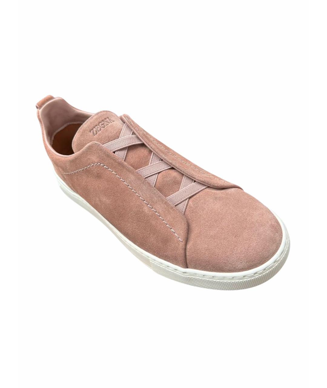 ZEGNA Коричневые замшевые низкие кроссовки / кеды, фото 1