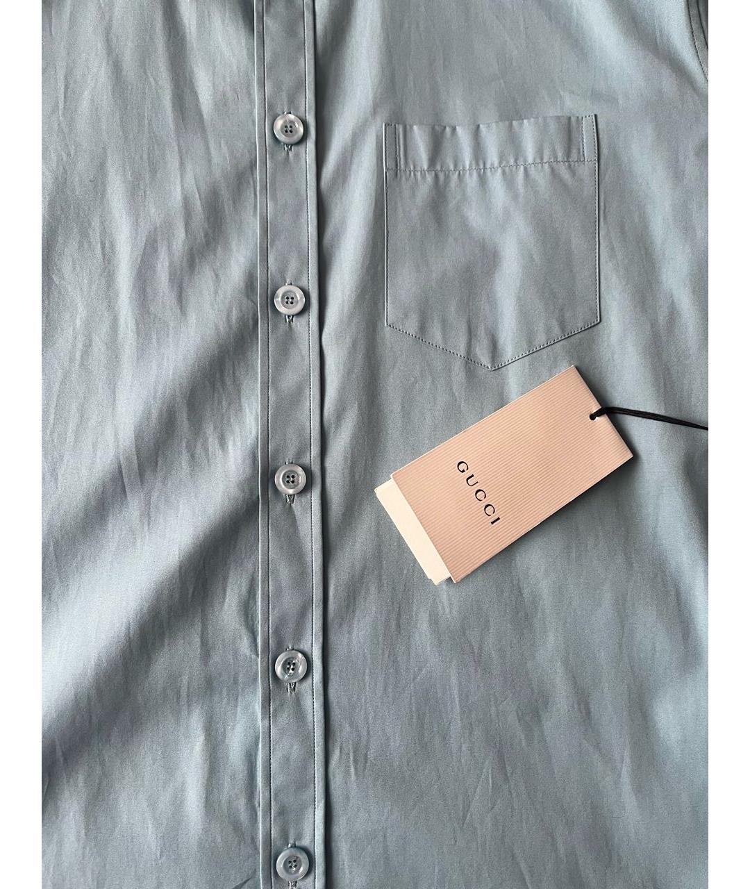 GUCCI Голубая хлопковая классическая рубашка, фото 2