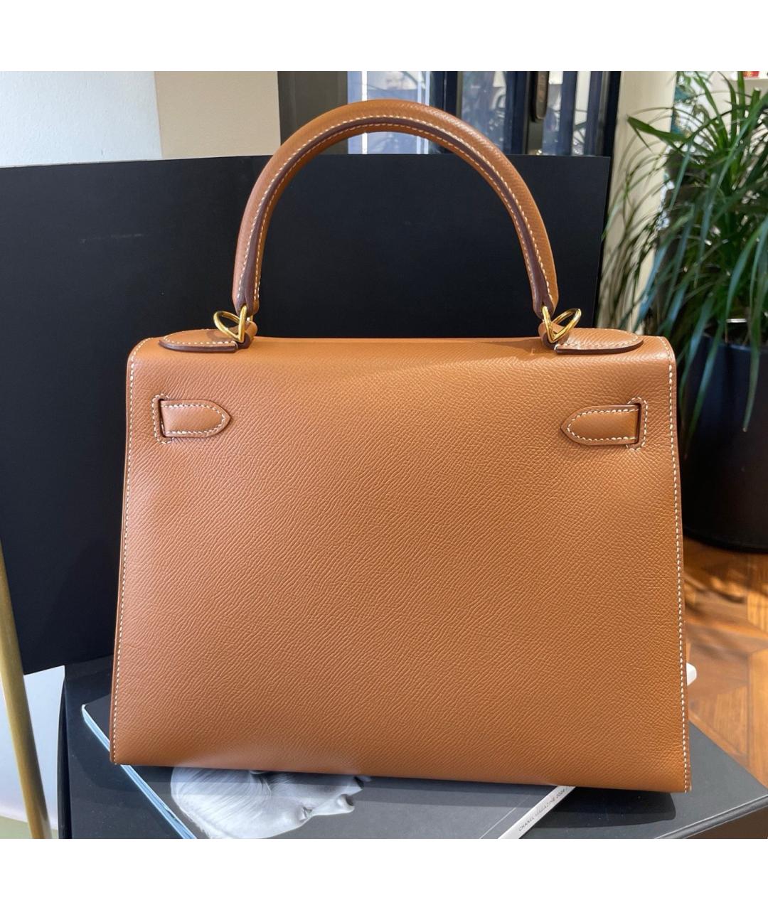 HERMES Коричневая кожаная сумка через плечо, фото 5