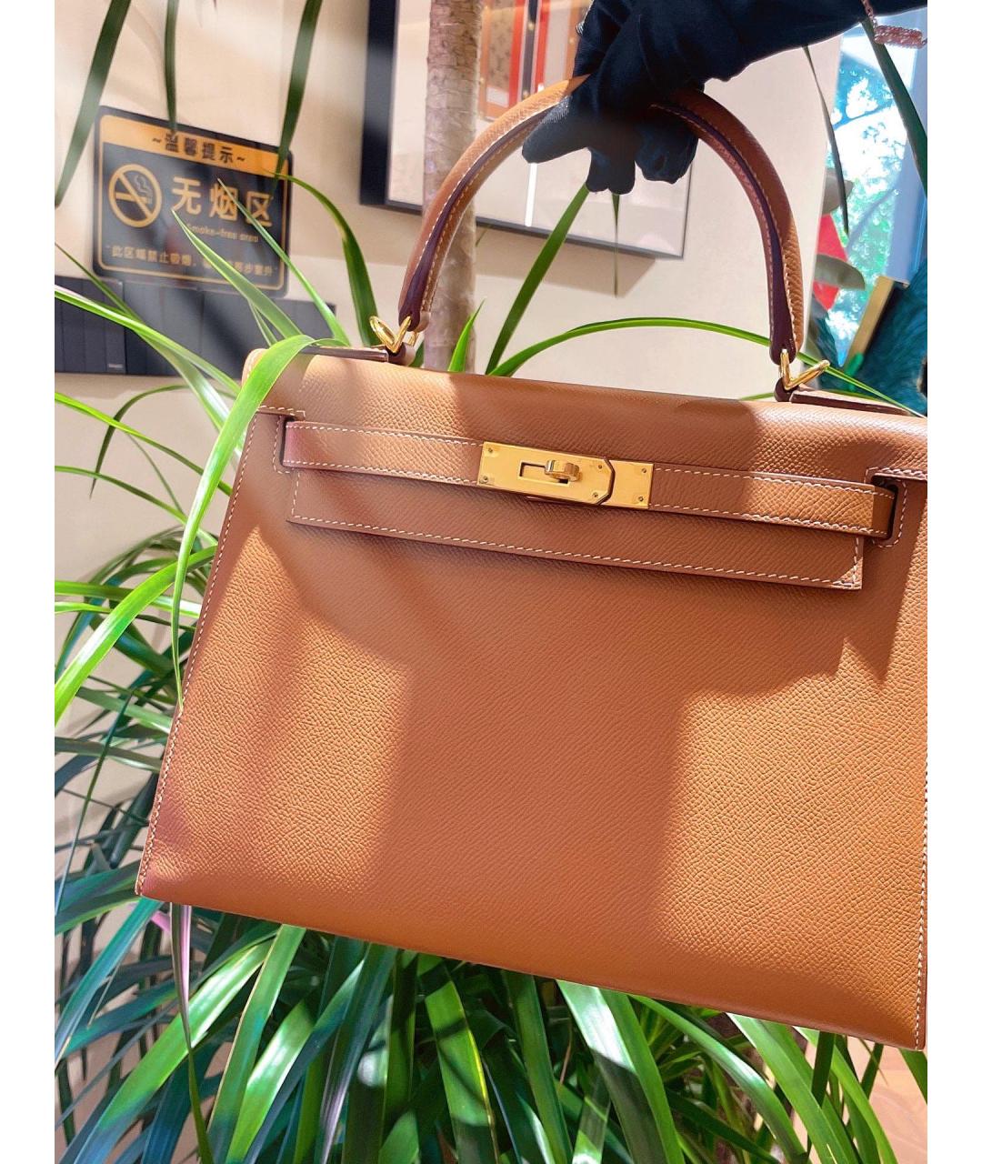 HERMES Коричневая кожаная сумка через плечо, фото 2