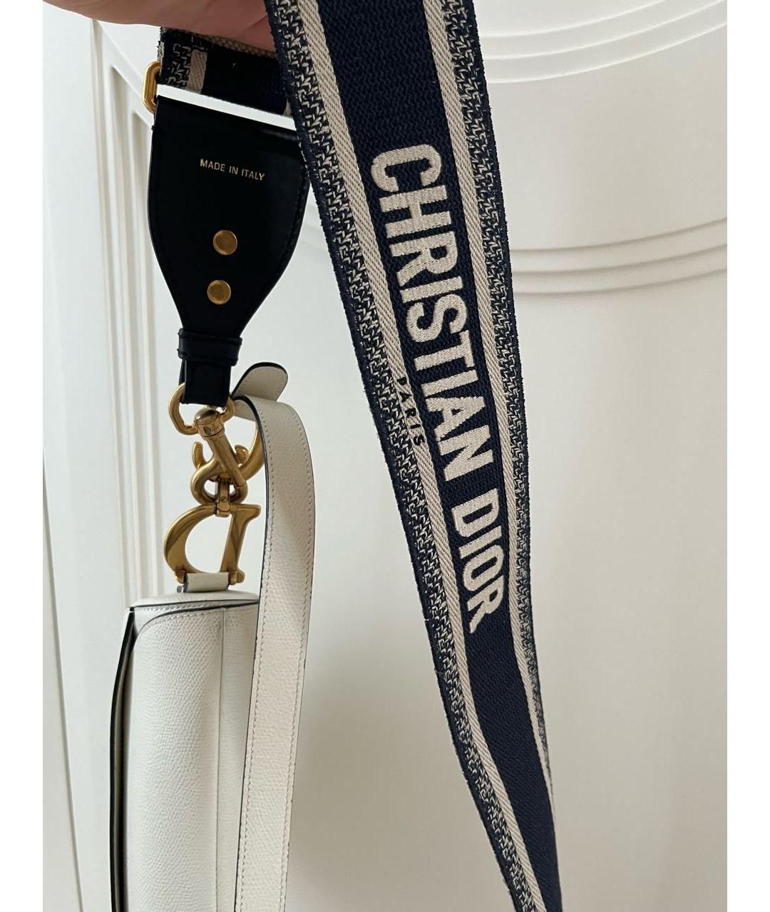 CHRISTIAN DIOR Белая кожаная сумка через плечо, фото 5