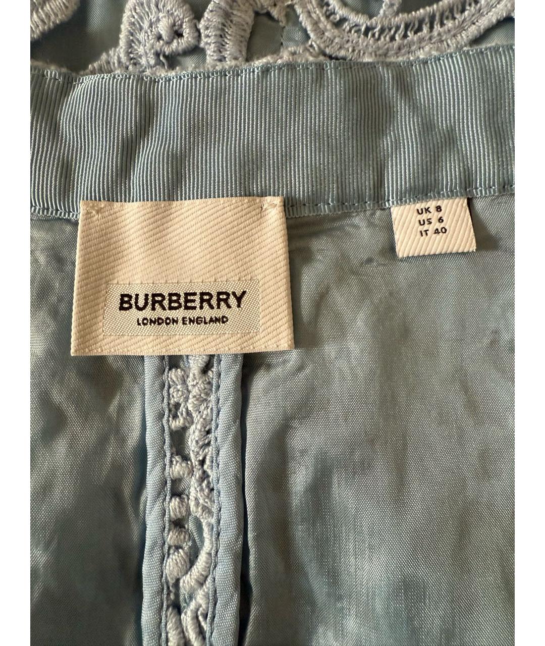 BURBERRY Голубая хлопковая юбка миди, фото 4