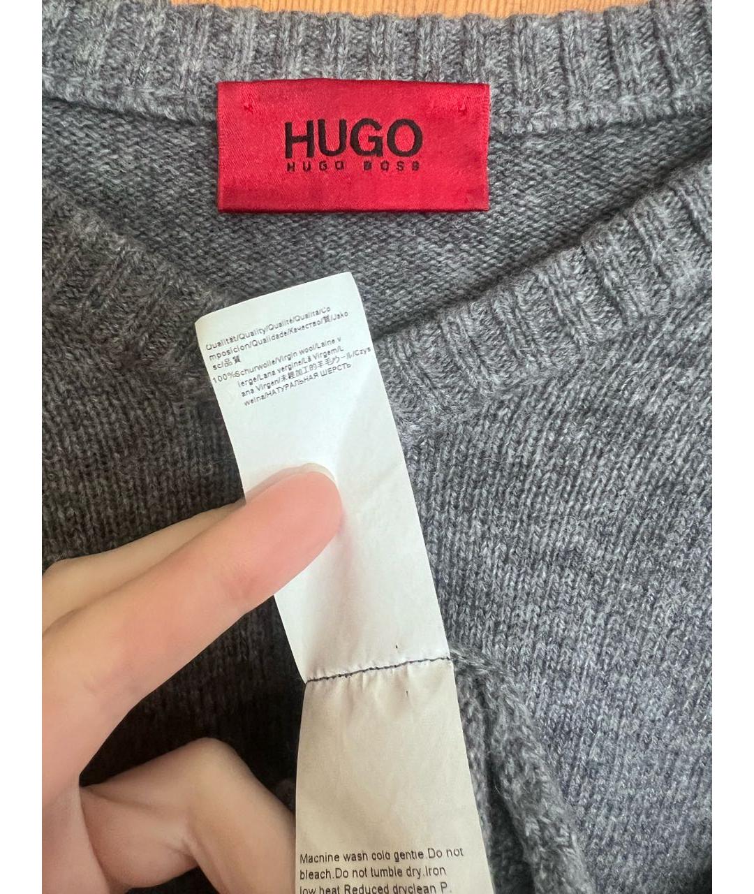 HUGO BOSS Серый шерстяной джемпер / свитер, фото 4