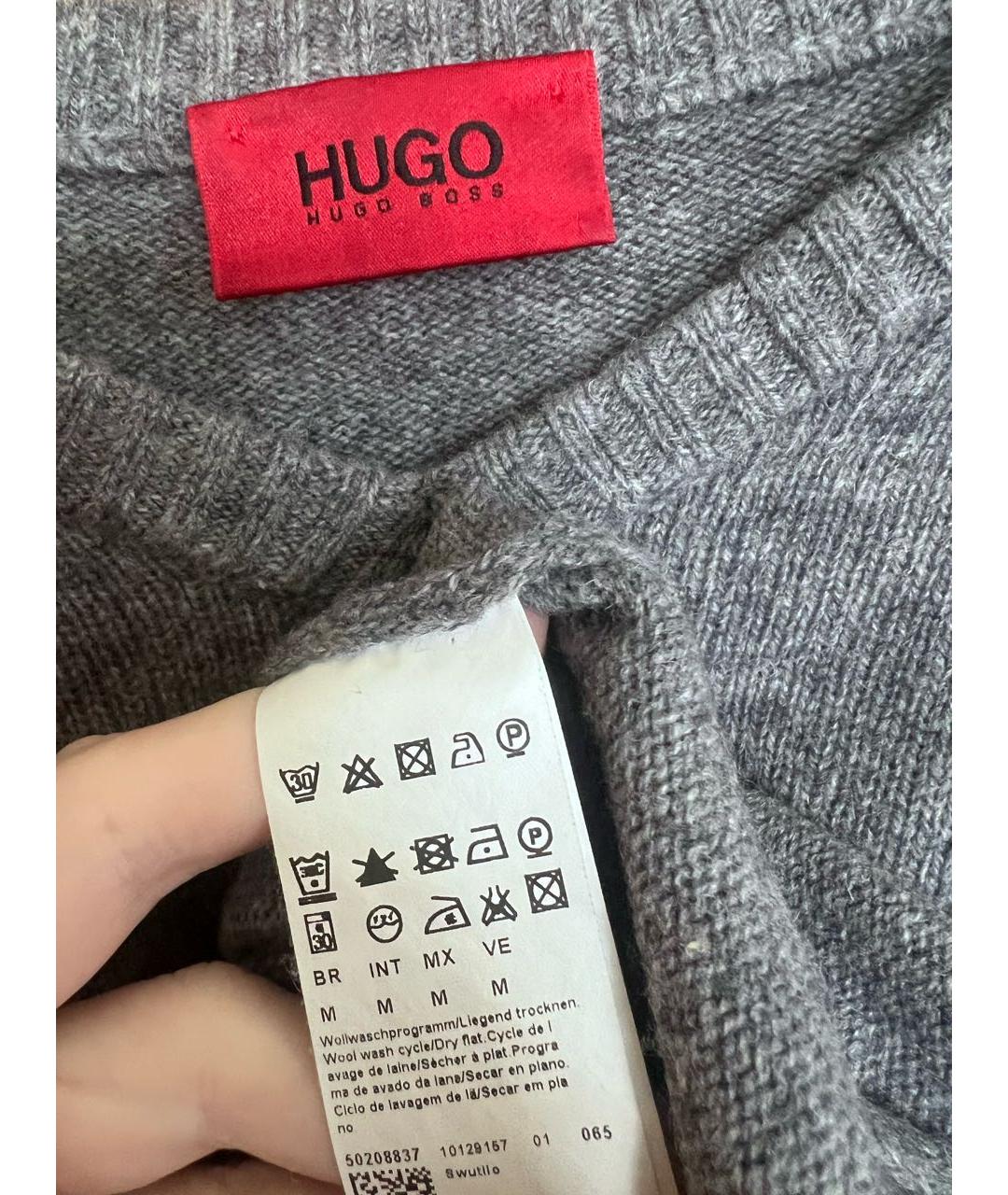 HUGO BOSS Серый шерстяной джемпер / свитер, фото 3