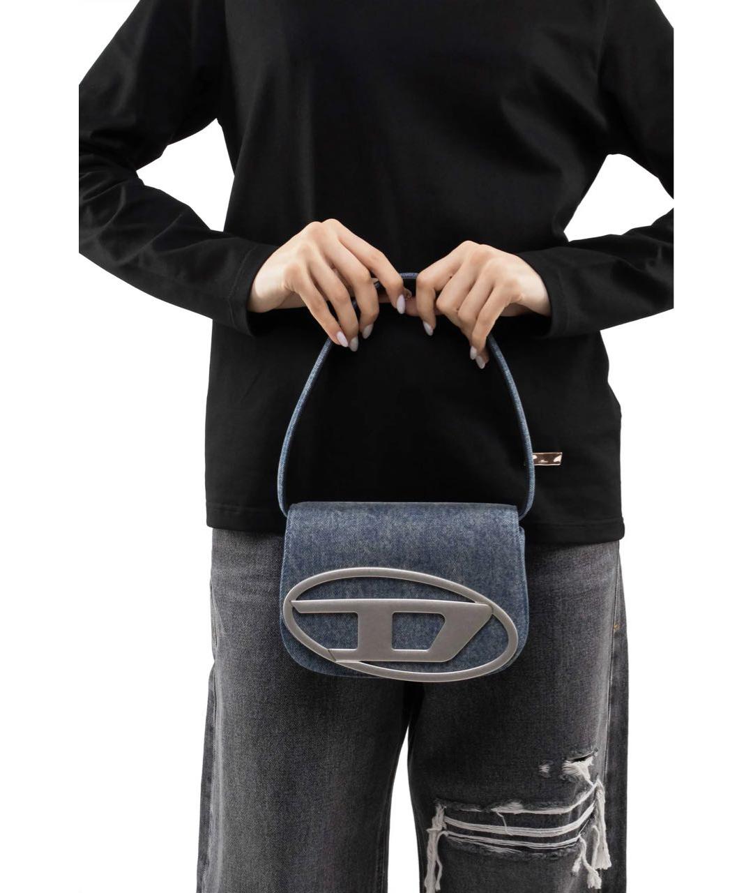 DIESEL Темно-синяя хлопковая сумка с короткими ручками, фото 5