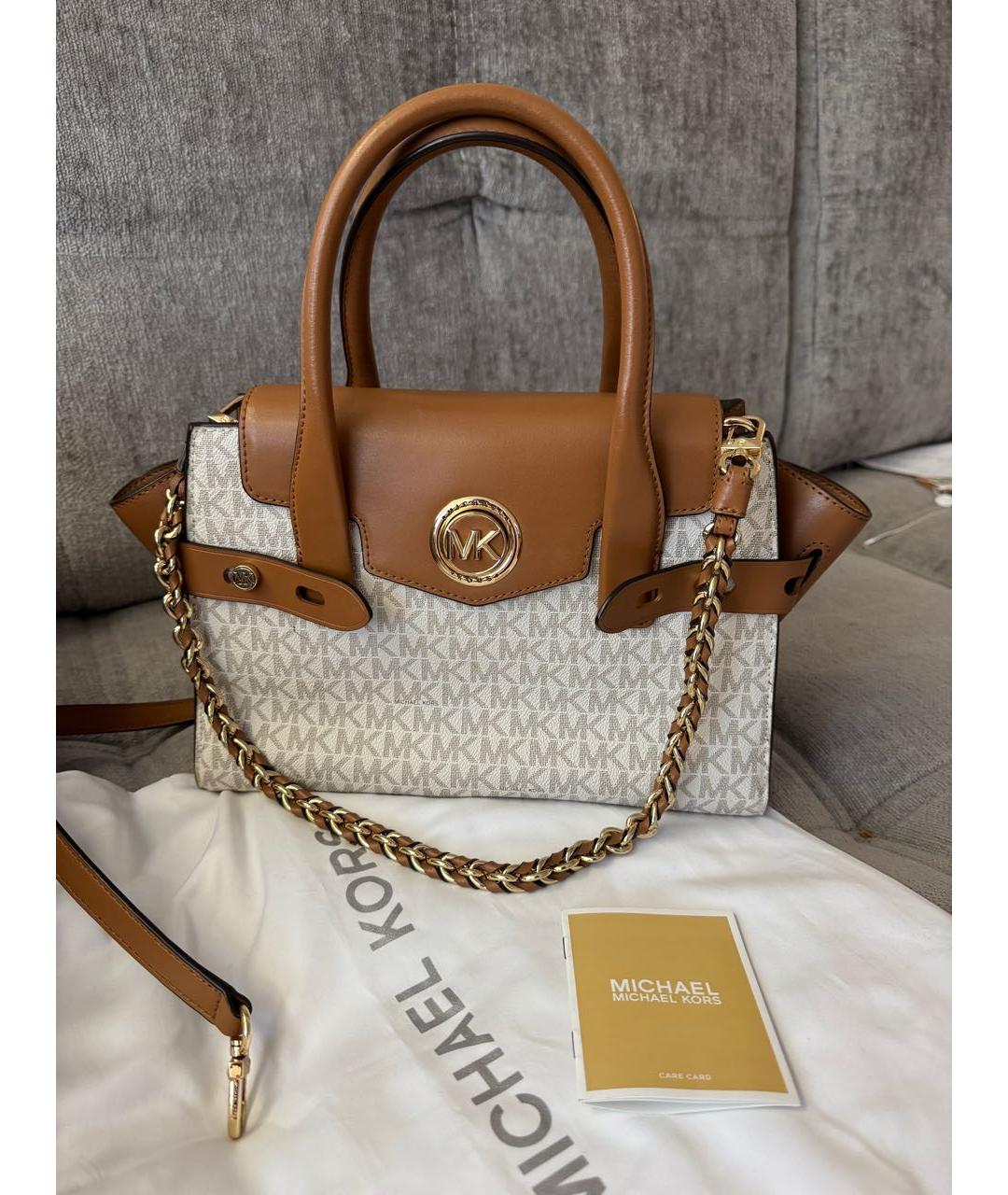 MICHAEL KORS Коричневая кожаная сумка с короткими ручками, фото 7