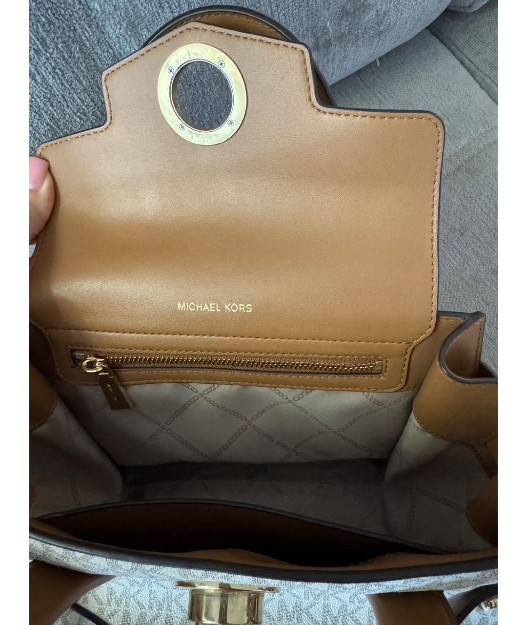 MICHAEL KORS Коричневая кожаная сумка с короткими ручками, фото 5