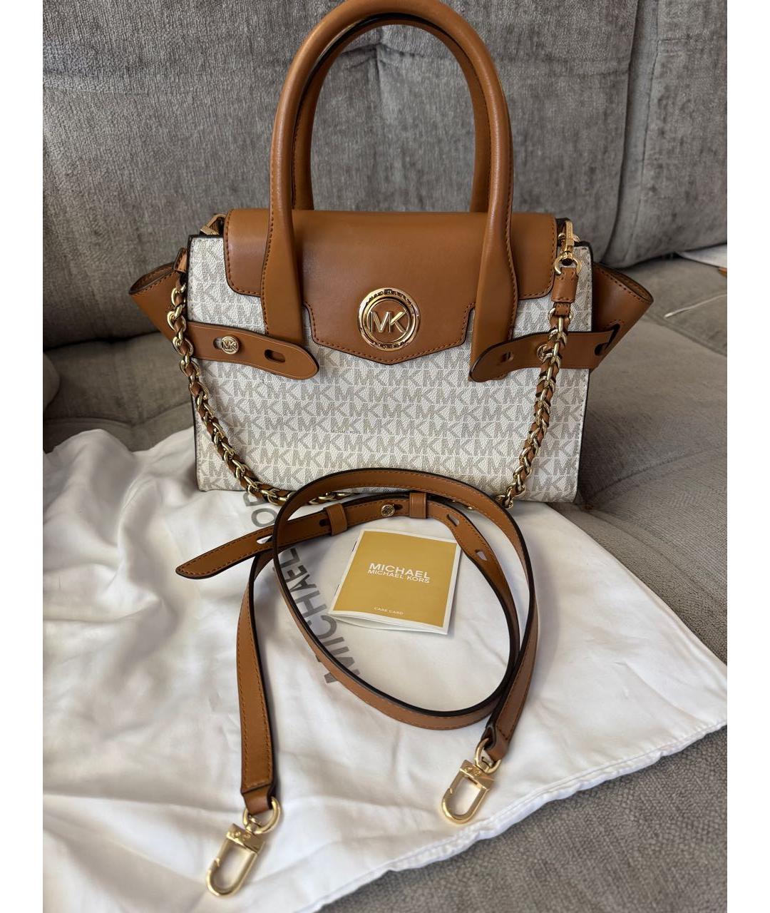 MICHAEL KORS Коричневая кожаная сумка с короткими ручками, фото 6