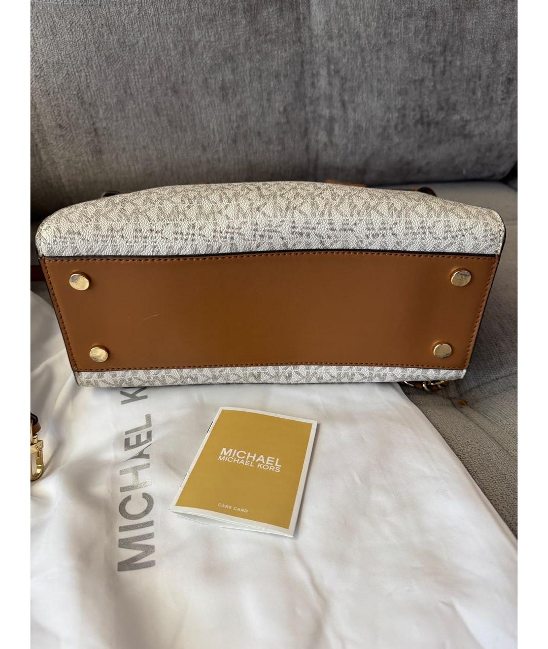 MICHAEL KORS Коричневая кожаная сумка с короткими ручками, фото 3