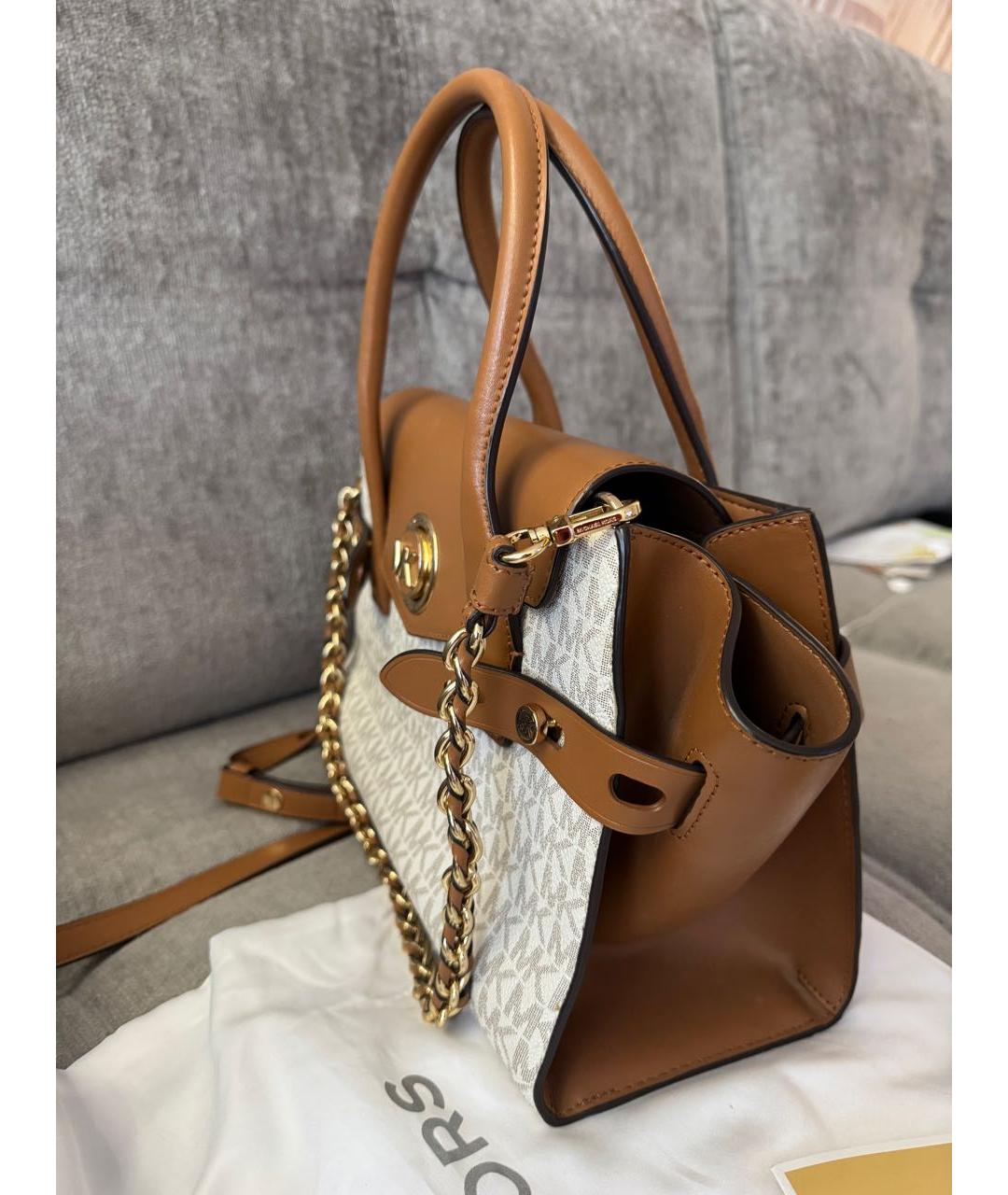 MICHAEL KORS Коричневая кожаная сумка с короткими ручками, фото 4