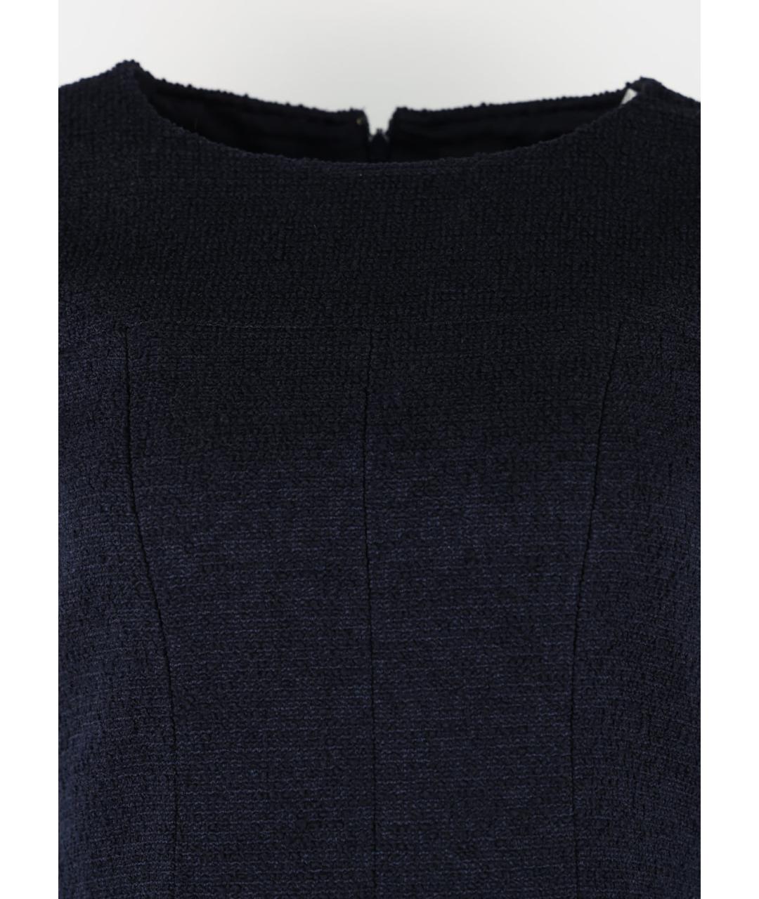 CHANEL Синее шерстяное повседневное платье, фото 4