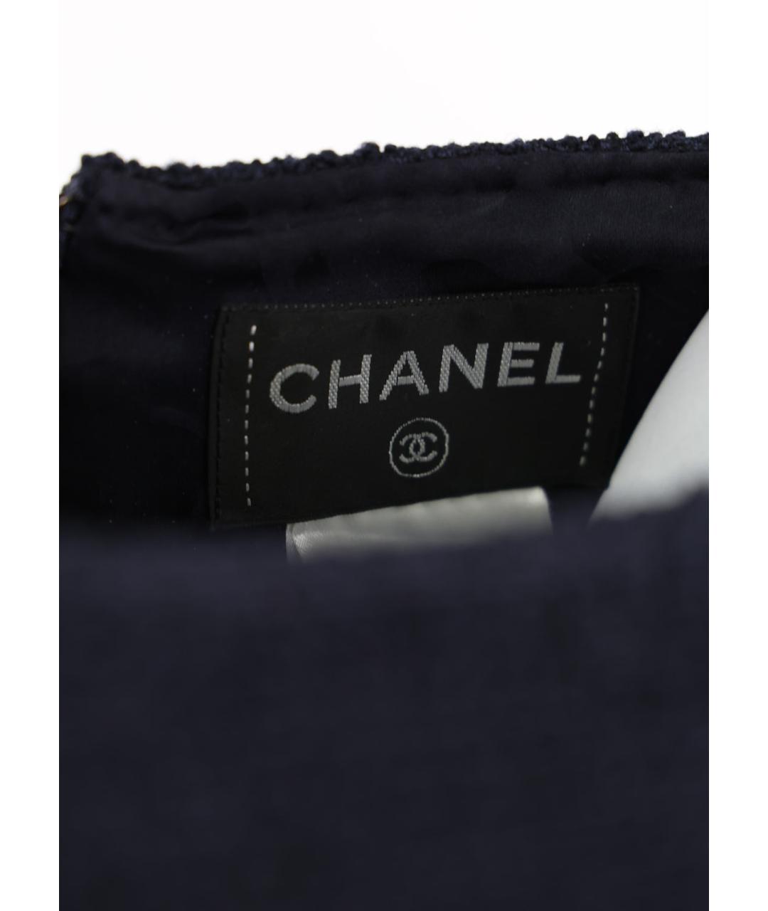 CHANEL Синее шерстяное повседневное платье, фото 3