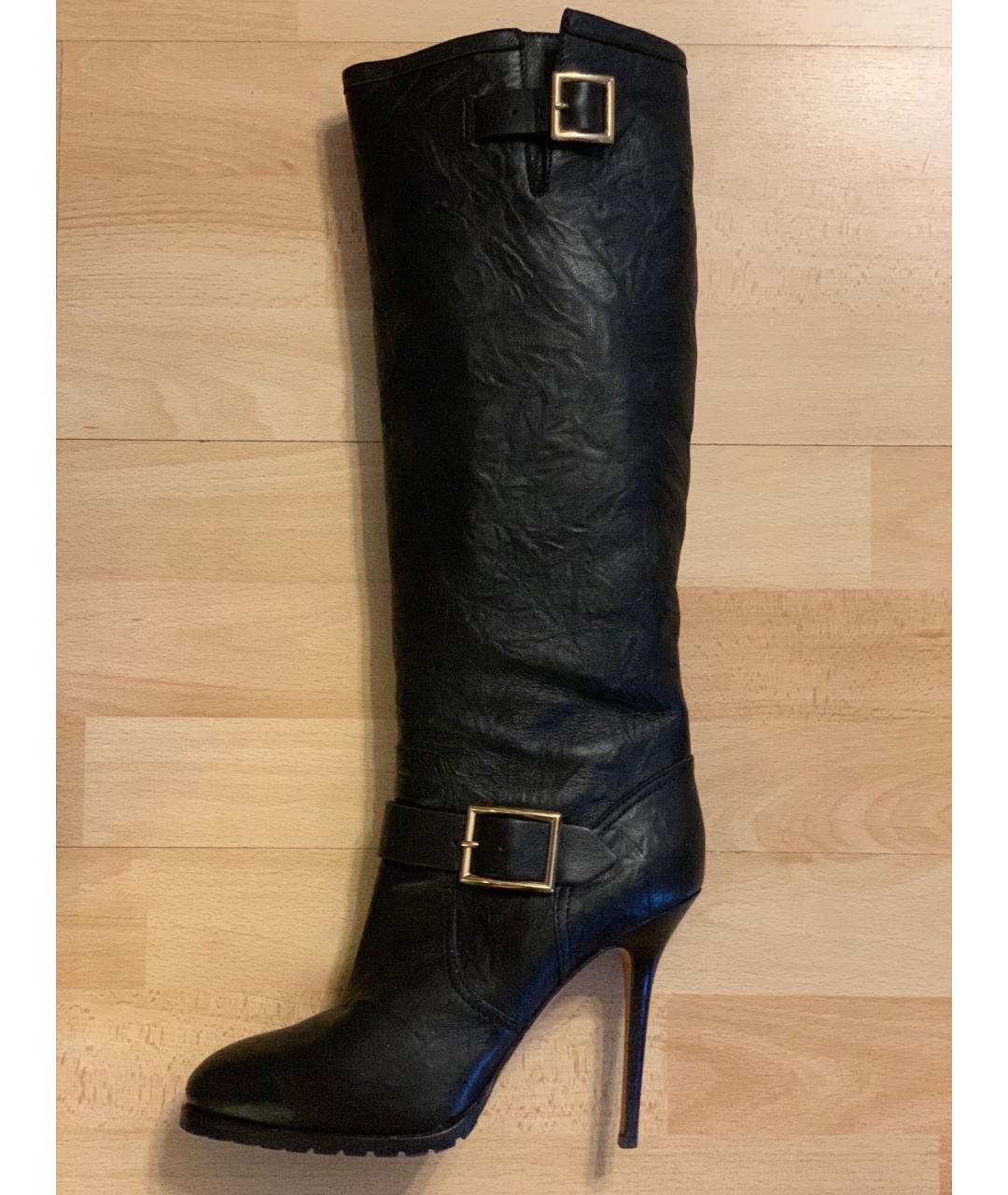 JIMMY CHOO Черные кожаные сапоги, фото 10