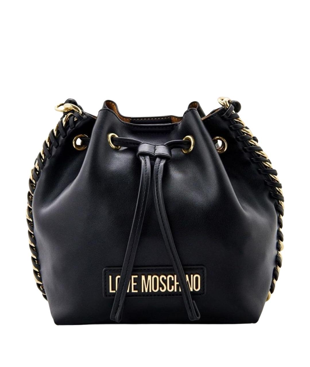 LOVE MOSCHINO Черная кожаная сумка через плечо, фото 1