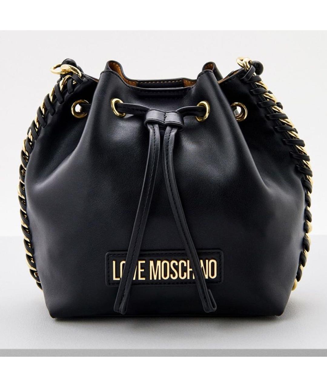 LOVE MOSCHINO Черная кожаная сумка через плечо, фото 6