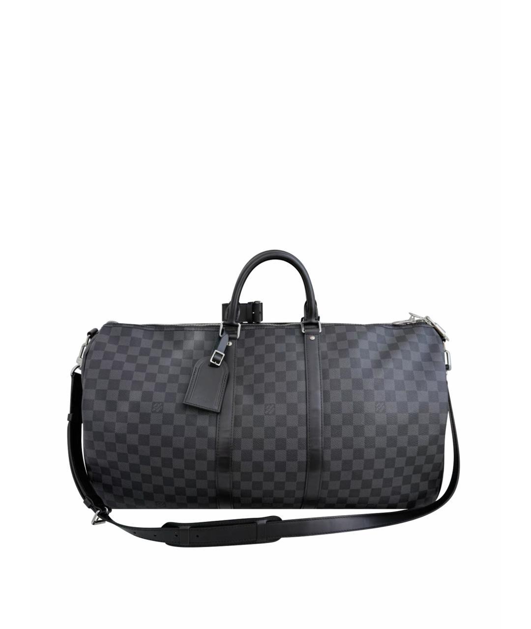 LOUIS VUITTON Черная кожаная дорожная/спортивная сумка, фото 1