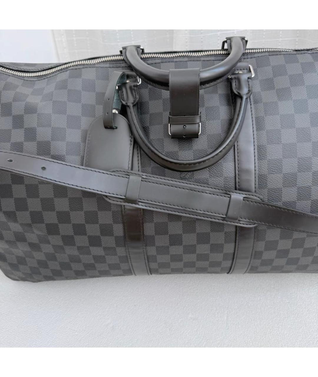 LOUIS VUITTON Черная кожаная дорожная/спортивная сумка, фото 8