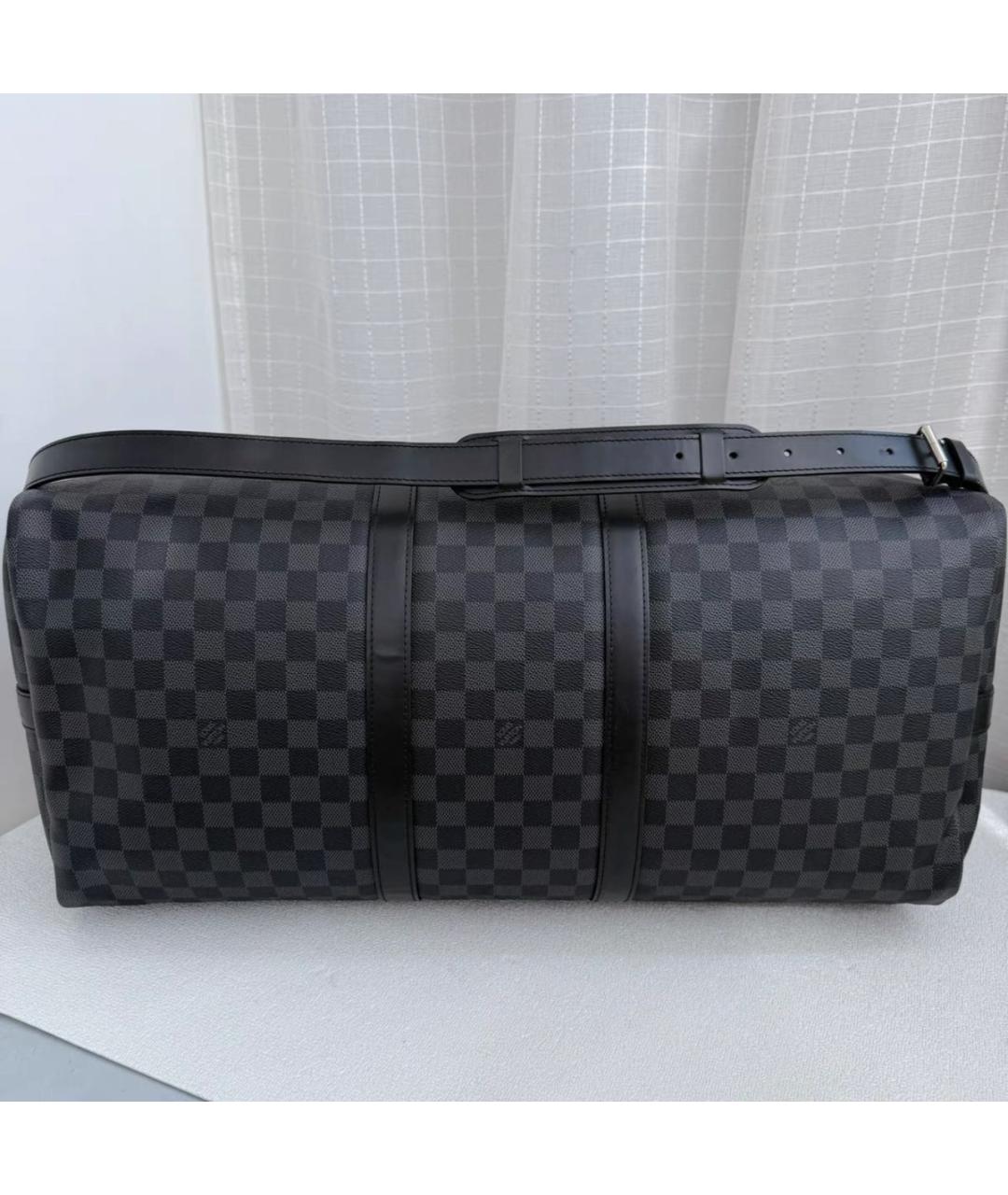 LOUIS VUITTON Черная кожаная дорожная/спортивная сумка, фото 3