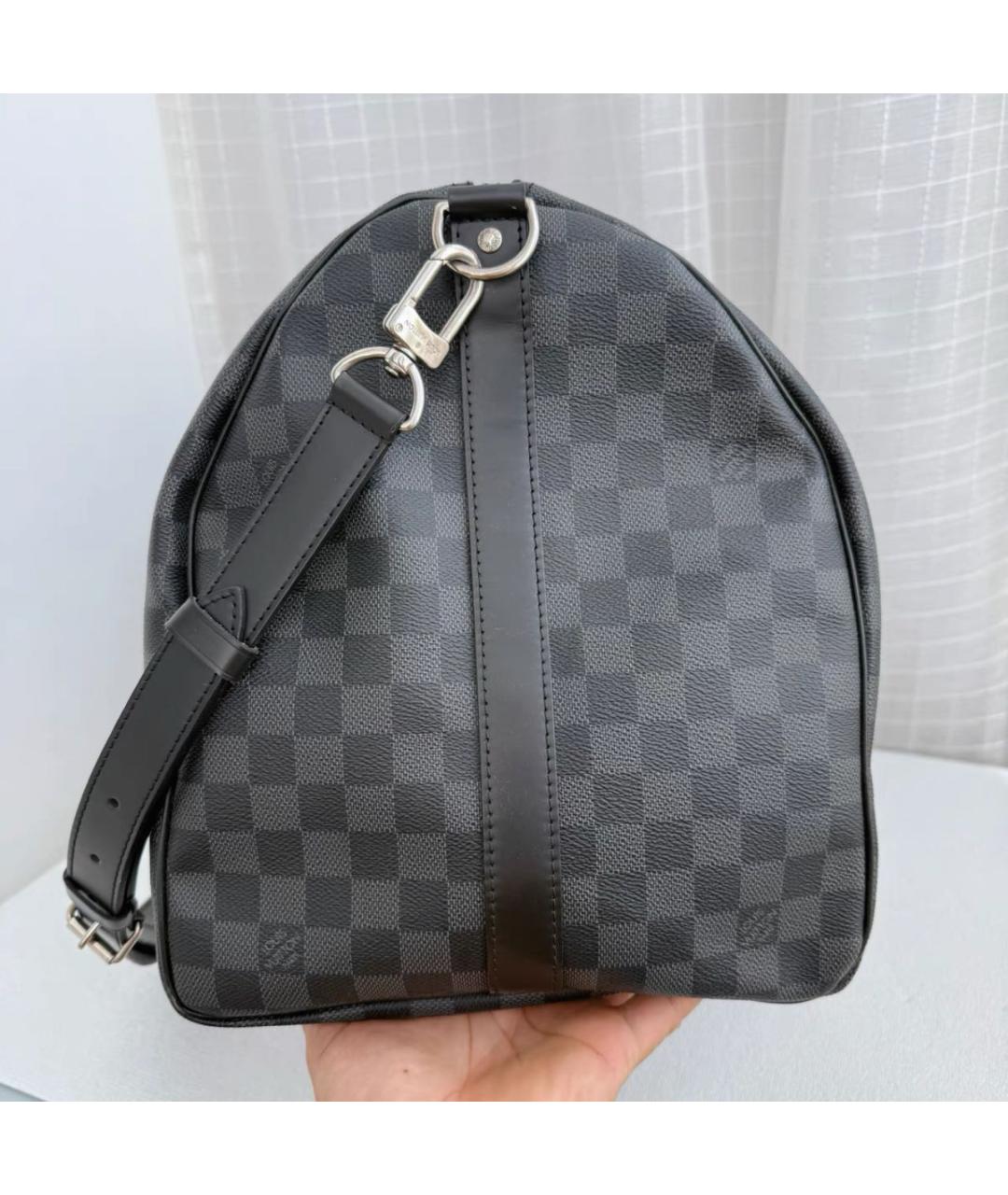 LOUIS VUITTON Черная кожаная дорожная/спортивная сумка, фото 4