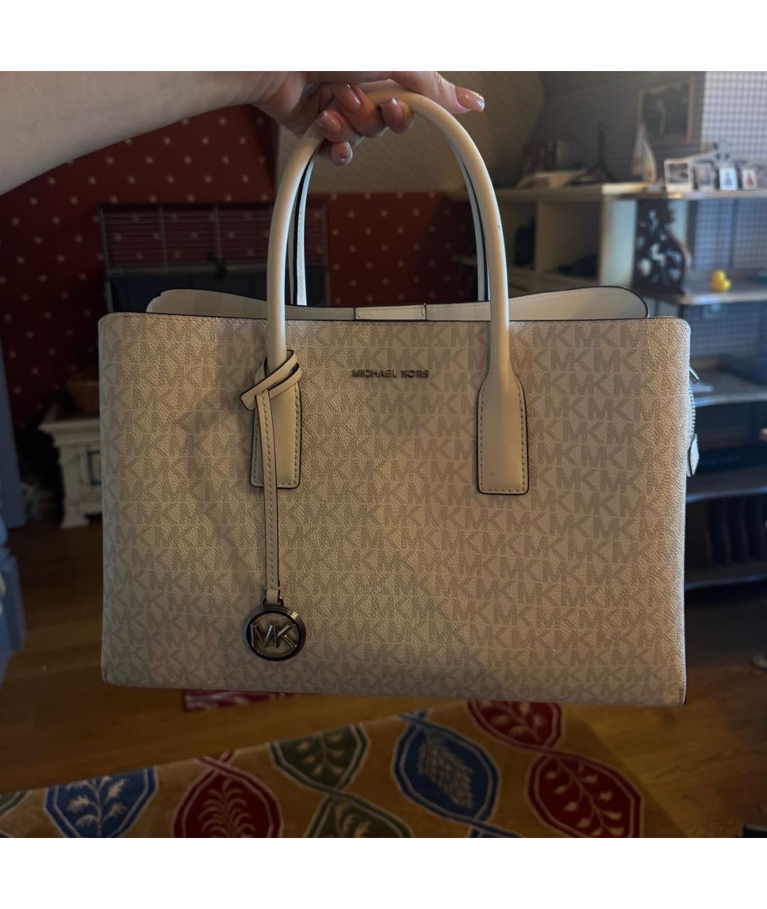 MICHAEL KORS Белая сумка тоут из искусственной кожи, фото 5