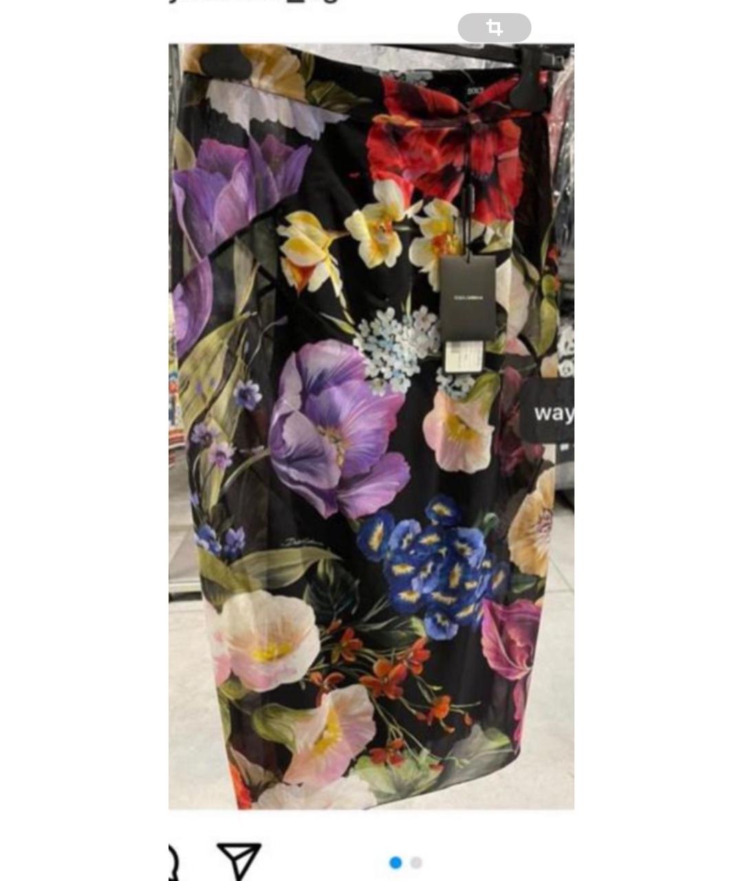 DOLCE&GABBANA Мульти шелковая юбка миди, фото 3