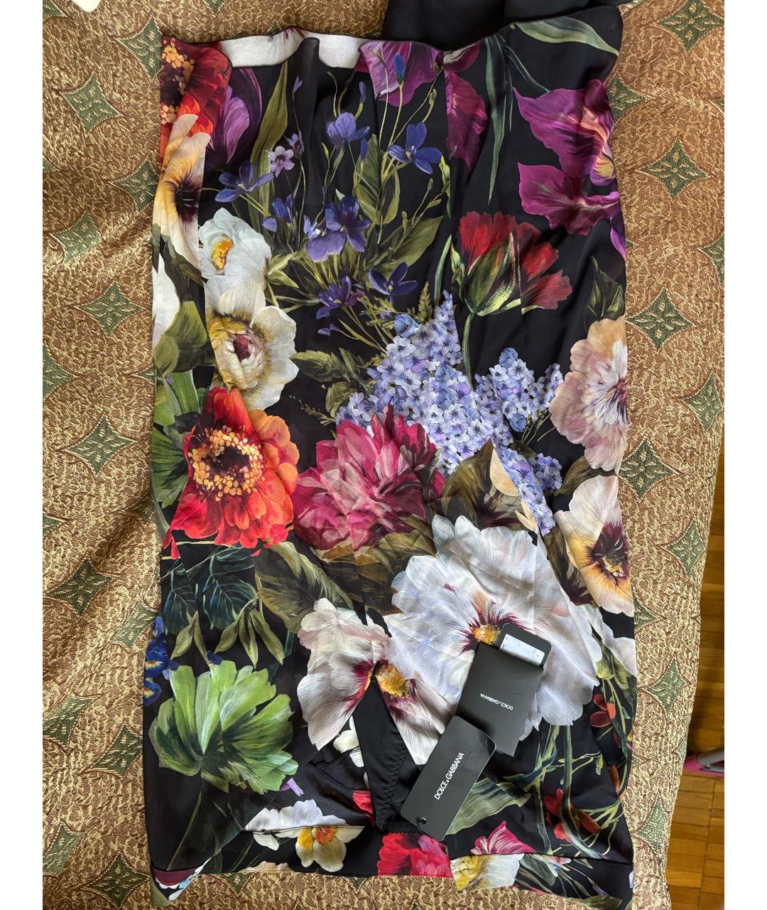 DOLCE&GABBANA Мульти шелковая юбка миди, фото 2