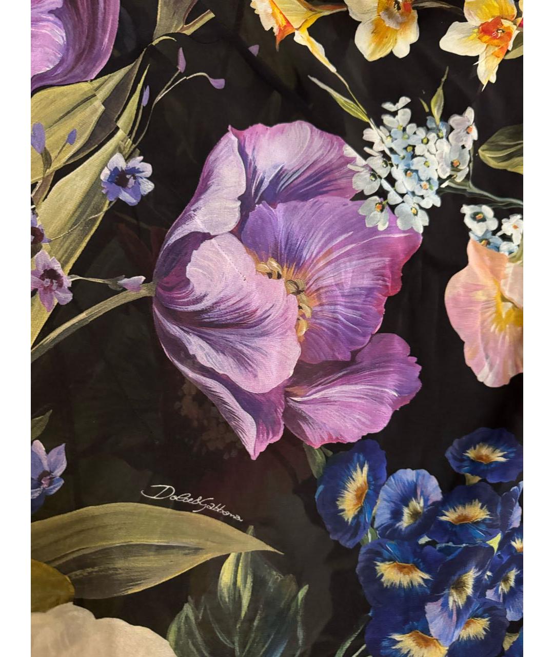 DOLCE&GABBANA Мульти шелковая юбка миди, фото 5