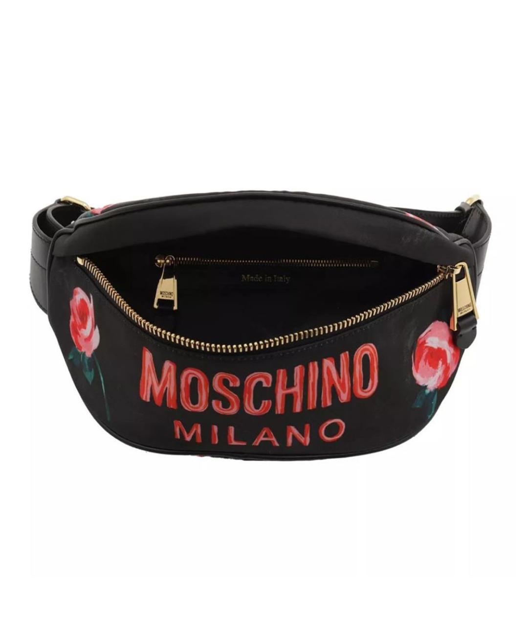 MOSCHINO Черная тканевая поясная сумка, фото 2