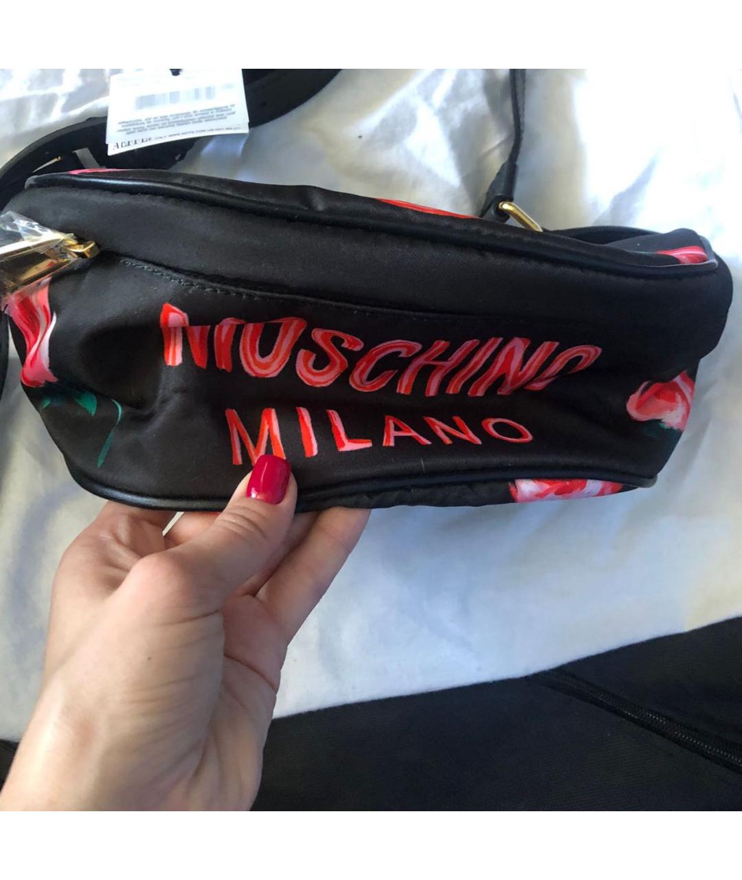 MOSCHINO Черная тканевая поясная сумка, фото 5