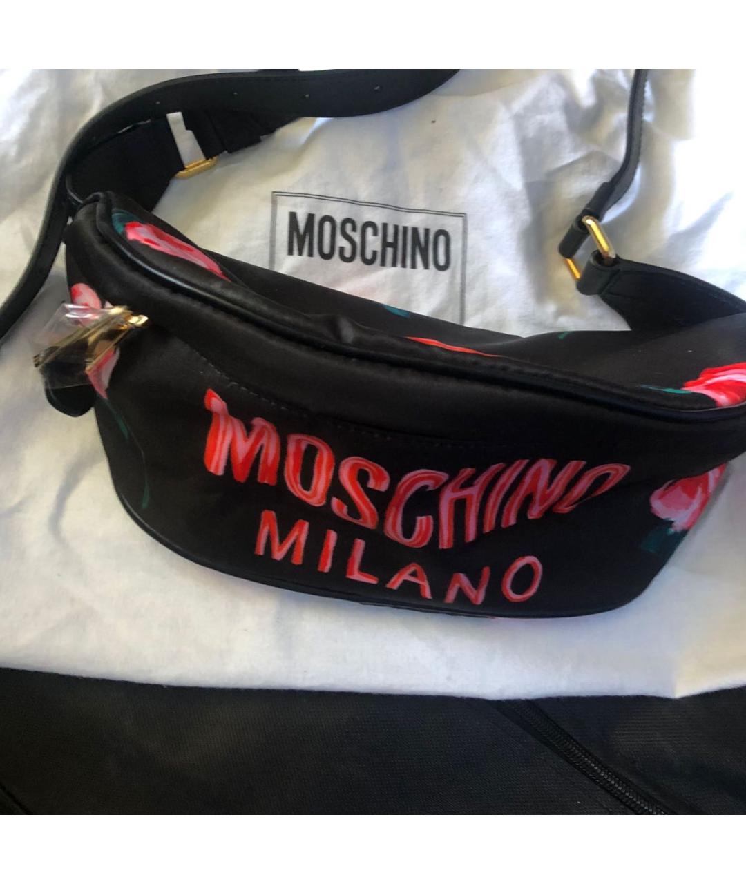 MOSCHINO Черная тканевая поясная сумка, фото 6