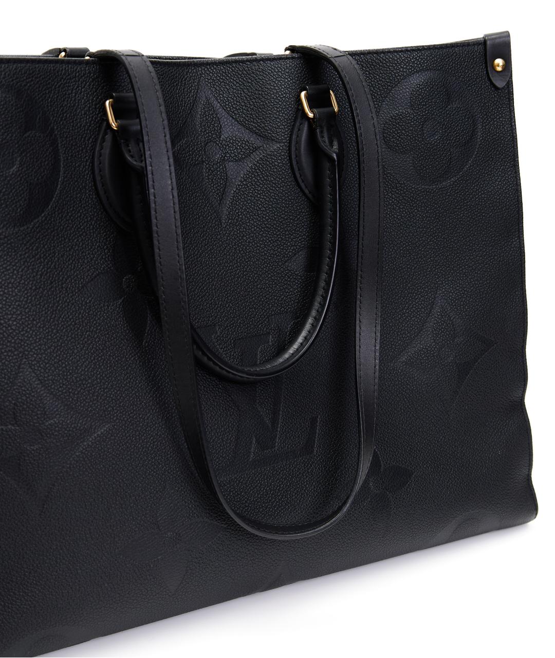 LOUIS VUITTON Черная кожаная сумка тоут, фото 7