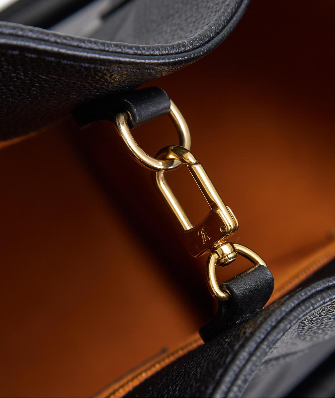 LOUIS VUITTON Черная кожаная сумка тоут, фото 6