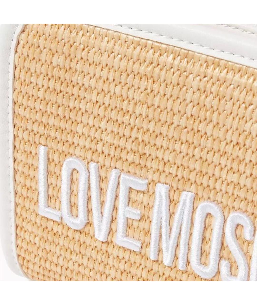 LOVE MOSCHINO Белая пелетеная сумка через плечо, фото 4